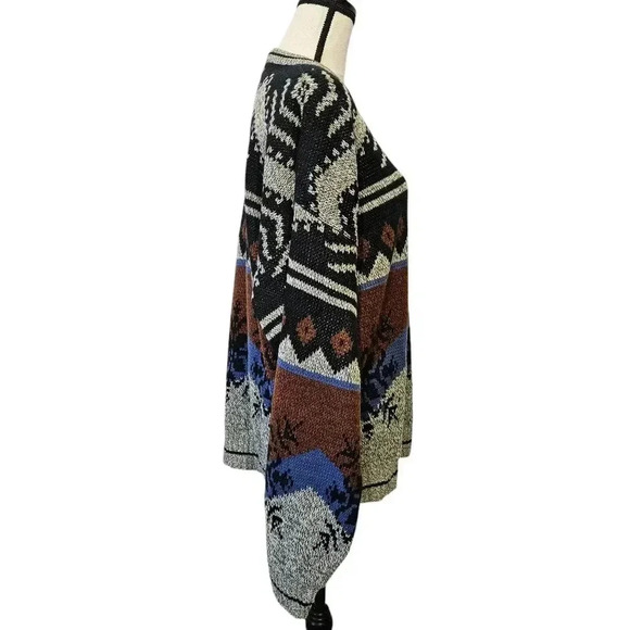 Vintage Oversized Winter Snowflake Grandpa Holiday Neutral Knit Crewneck Sweater - Picture 4 of 7